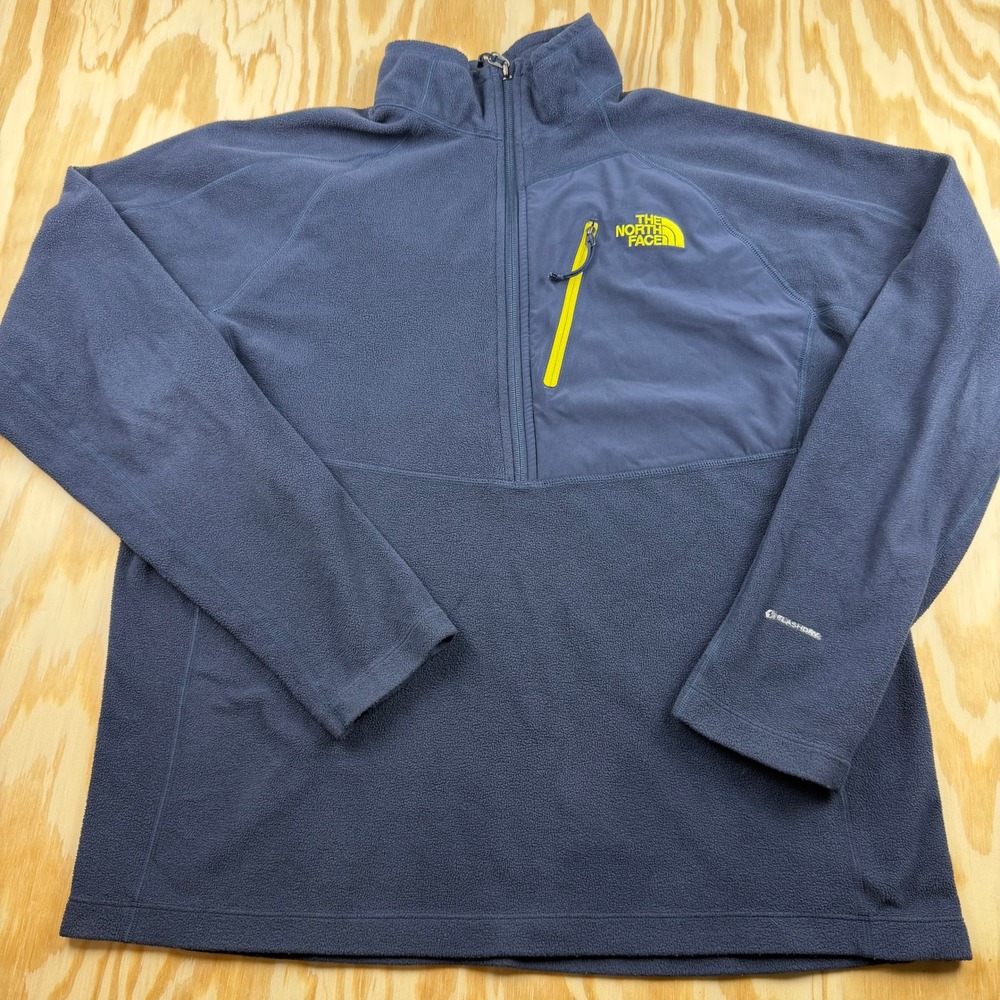 The North Face Mens FlashDry Quarter Zip Fleece Pullover Navy Blue Large C741